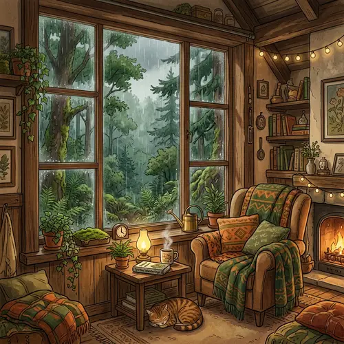 Cozy Lofi House | Forest View in Studio Ghibli Style