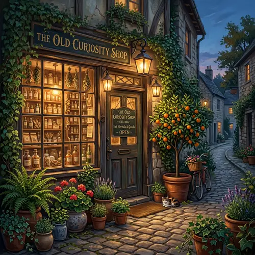 Quaint and Cozy Small Storefront at Dusk with Warm Illumination