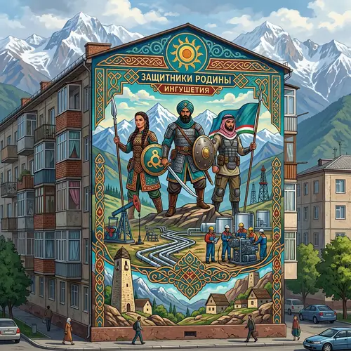Ingushetia-Inspired Mural: Oil Production & Homeland Defenders