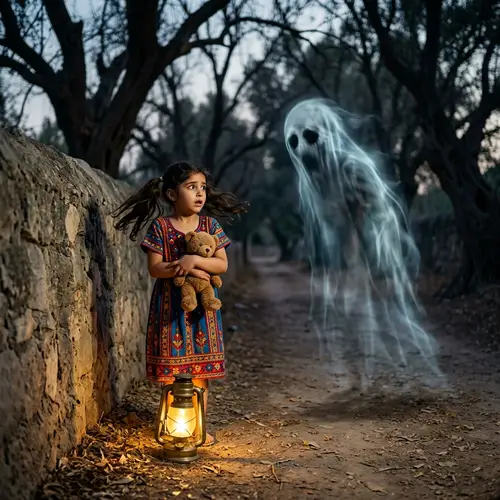 Scary Ghost and Scared Girl Encounter | Haunting Image