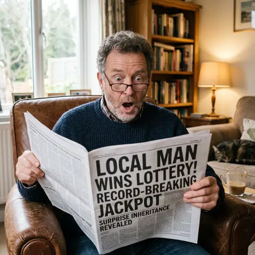 Surprised Man Reading Newspaper