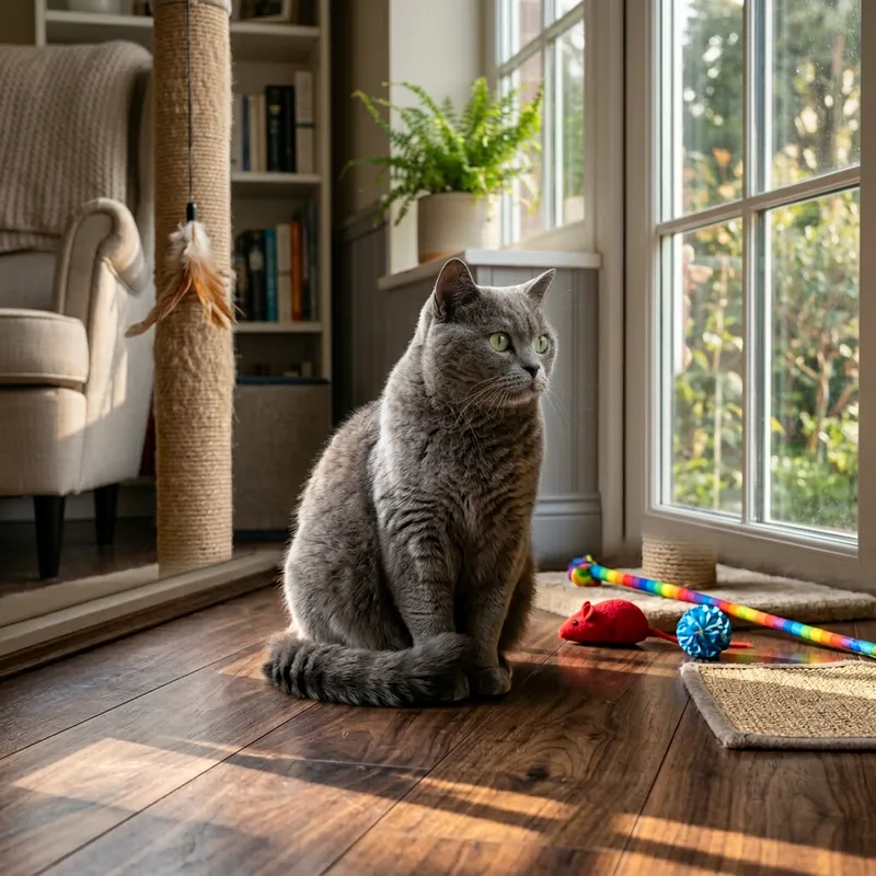 Beautiful British Shorthair Cat in a Serene Setting