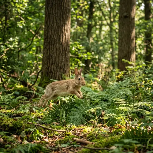Energetic Rabbit Hopping Through Lush Forest