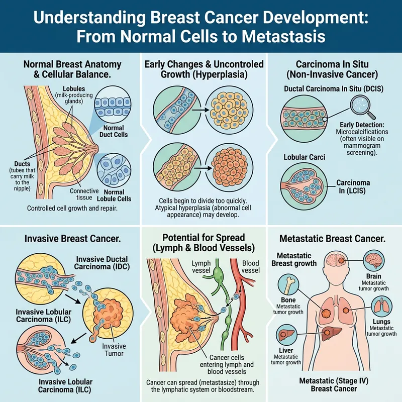 Breast Cancer Development Process: Types, Spread & Early Detection Breast Cancer Development Process: Types, Spread & Early Detection