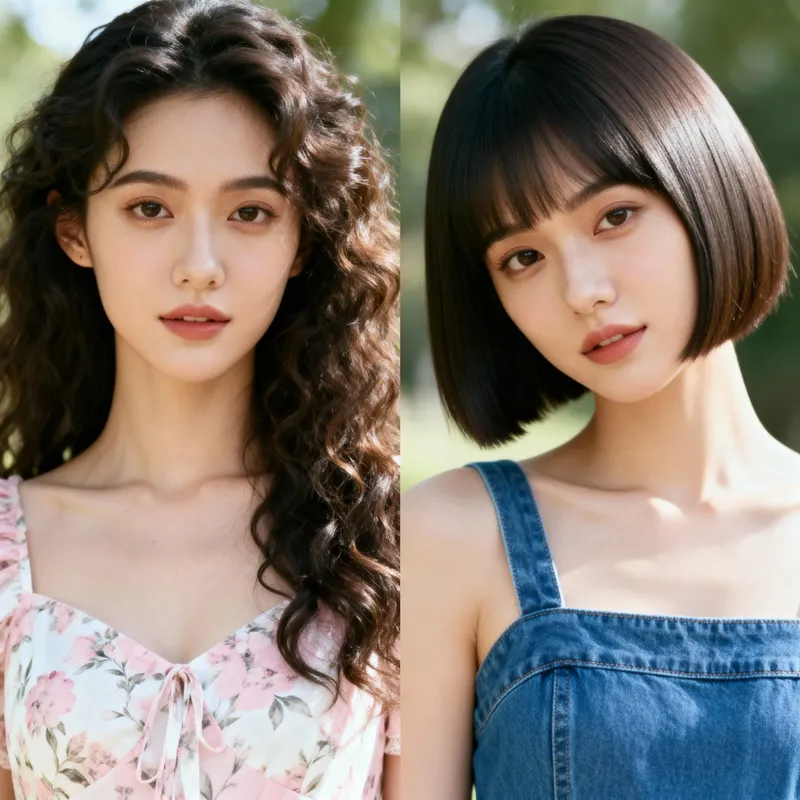 Same Face, Different Hair and Dress Styles