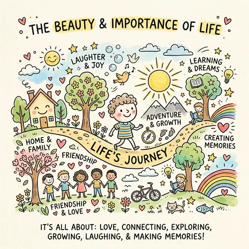 Cute Doodle Art Emphasizing Life's Importance