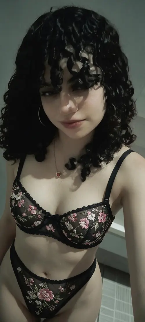 Elegant Black Mesh Lingerie Set with Floral Embroidery
