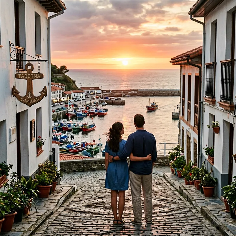 Romantic Sunset in a Spanish Fishing Village Romantic Sunset in a Spanish Fishing Village