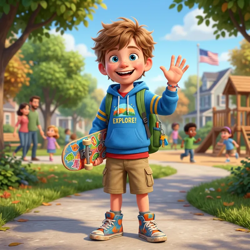 Cute Anime American Boy: Cheerful & Colorful Style Cute Anime American Boy: Cheerful & Colorful Style