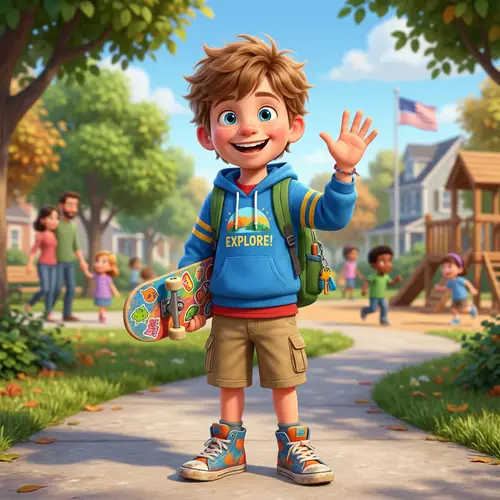 Cute Anime American Boy: Cheerful & Colorful Style