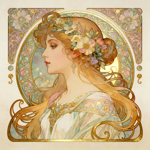 Beautiful Art Nouveau Woman Illustration