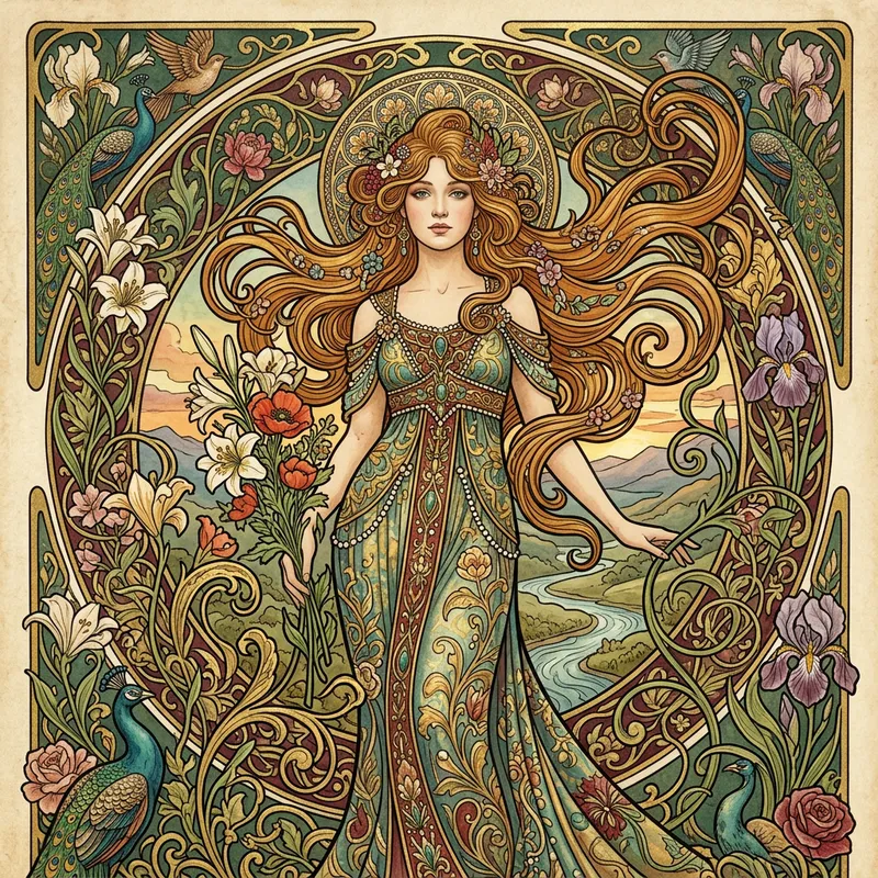 Beautiful Art Nouveau Woman Illustration Beautiful Art Nouveau Woman Illustration
