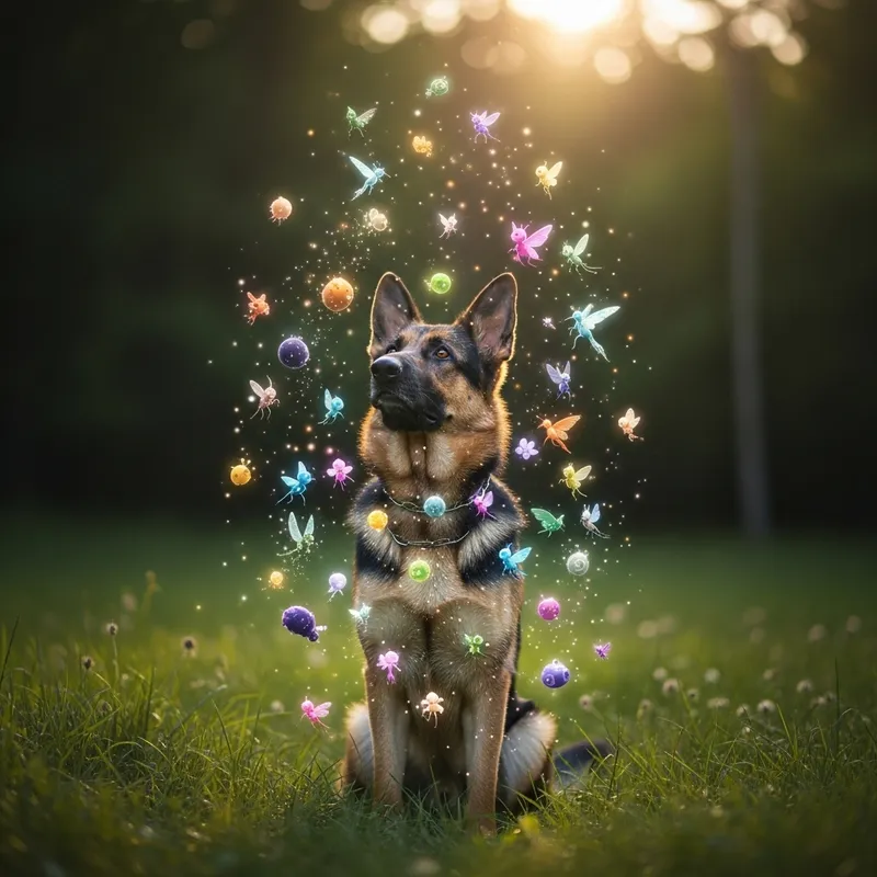 German Shepherd with Diverse Sprites