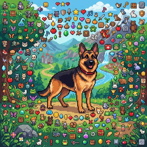 German Shepherd with Diverse Sprites