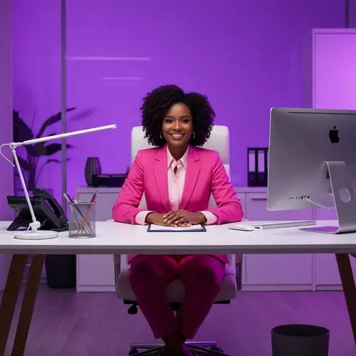 Empowering Black Woman in Stylish Office Setup