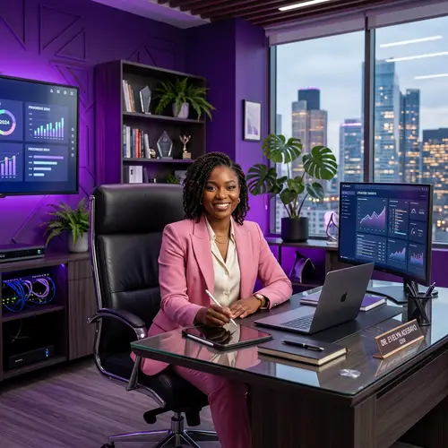 Empowering Black Woman in Stylish Office Setup