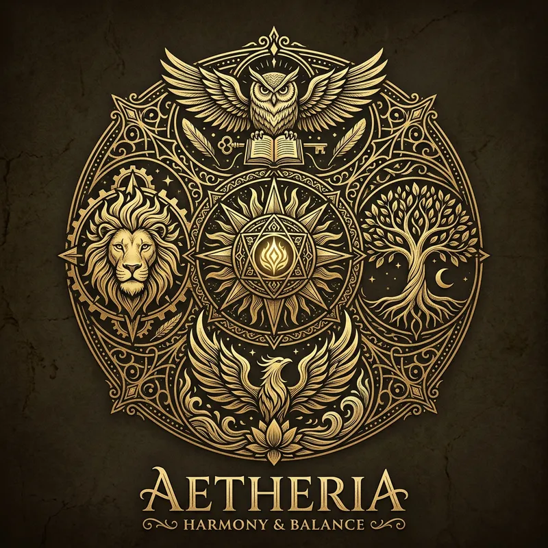 Intricate Logo Design: Five Symbols Organized Harmoniously Intricate Logo Design: Five Symbols Organized Harmoniously