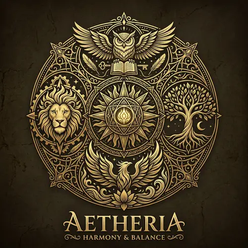 Intricate Logo Design with Five Symbols Arranged Harmoniously