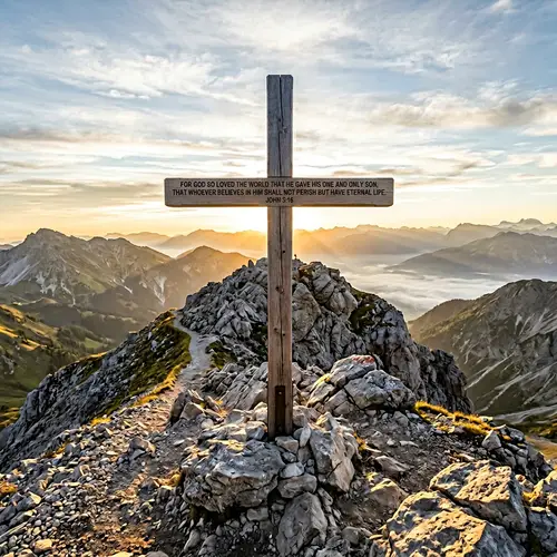 John 3:16 Cross on Mountain Top