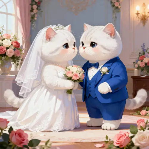 Adorable Scottish Shorthair Cats' Wedding