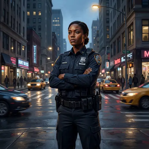 Cinematic Portrait of a Female Police Officer