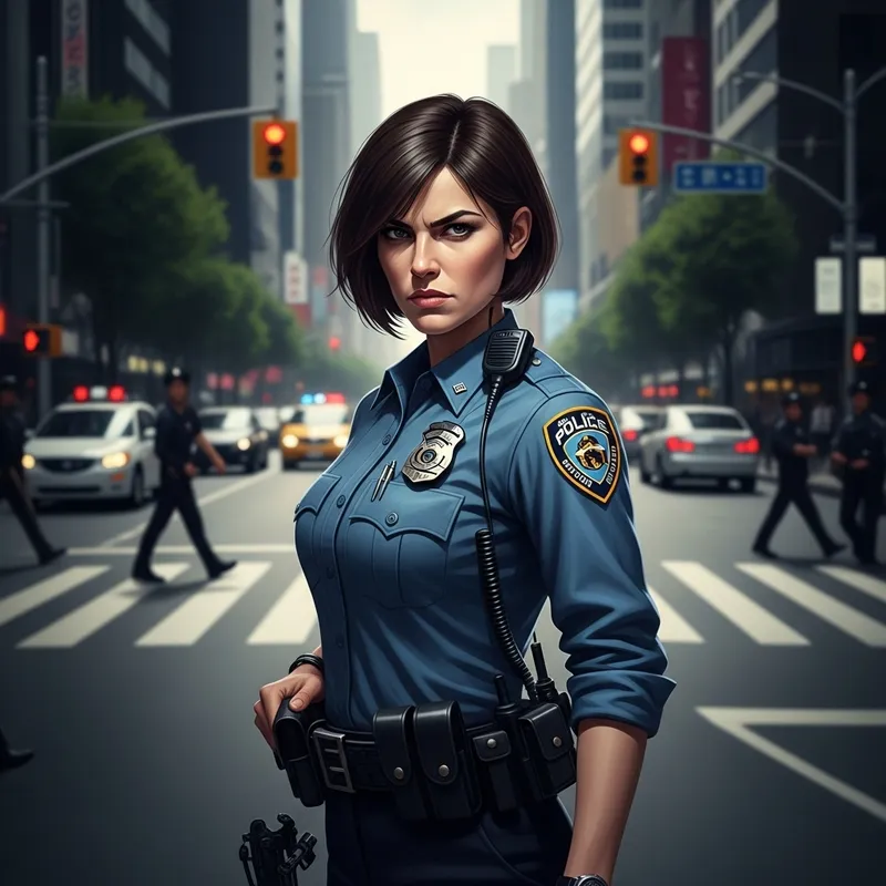 Cinematic Portrait of a Female Police Officer