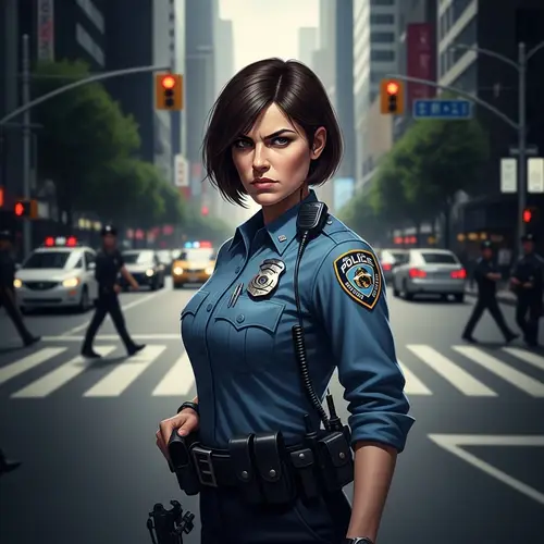 Cinematic Portrait of a Female Police Officer