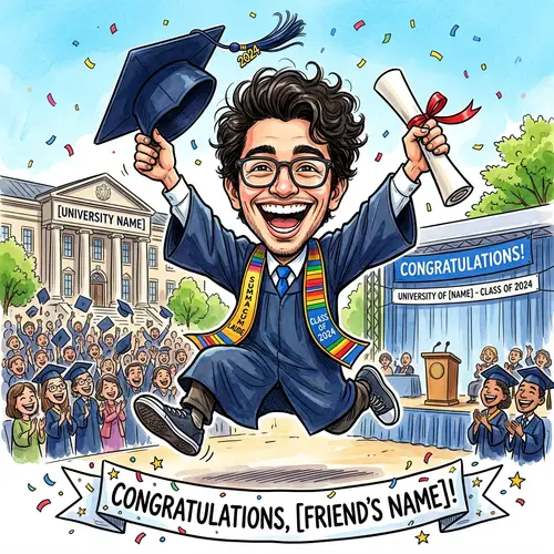 Funny Graduation Caricature for Your Friend