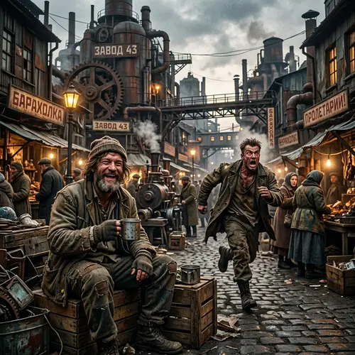 Post-Apocalyptic Soviet-Era Steampunk Scene