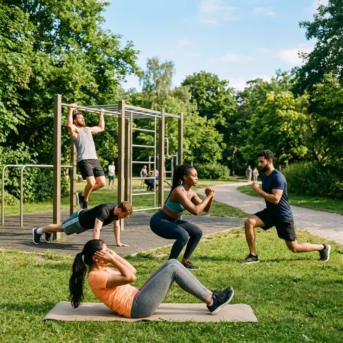 Outdoor Calisthenics Workout in Lush Park Setting