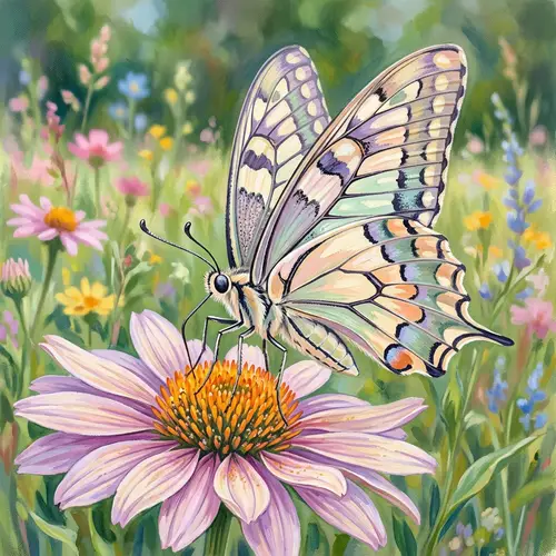 Vibrant Butterfly on Flower Illustration