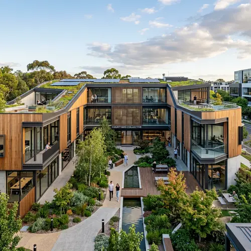 Modern U-Shaped Two-Story Building with Courtyard