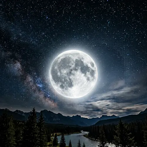 Ethereal Moonlit Night | Celestial Beauty in Dark Sky