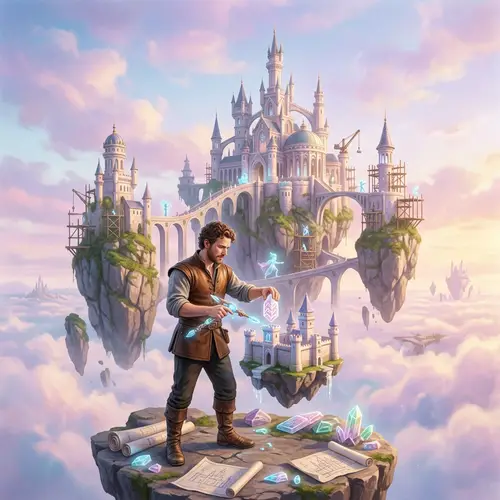 Whimsical Castle in the Sky - Fantasy Theme Artwork