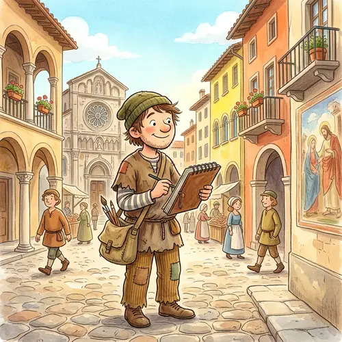 Child's Storybook Cartoon Style Art Scene