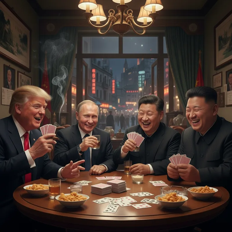 Political Cartoon of Xi, Kim, and Putin