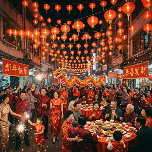Celebrate Chinese New Year with Colorful Decorations & Festivities