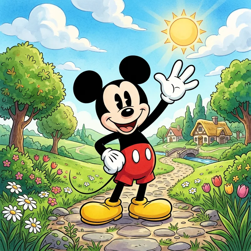 Cheerful Mickey Mouse Cartoon | Outdoor Sunny Day
