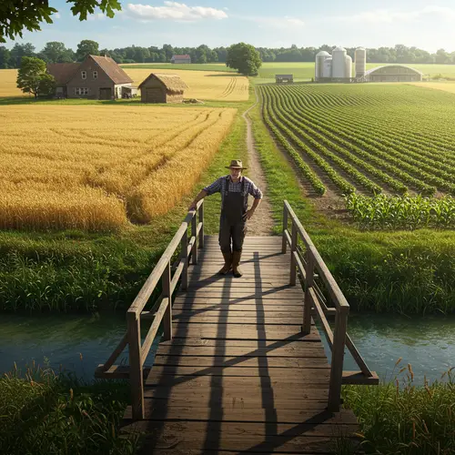 Two Farms, a Bridge, and a Farmer