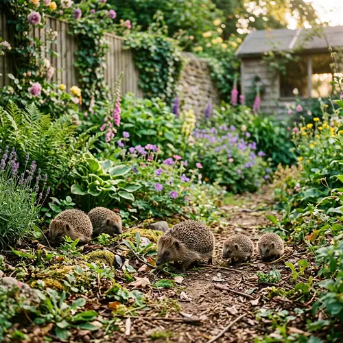 Adorable Hedgehogs in a Serene Garden Setting