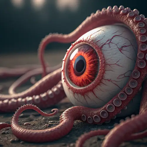 Bloodshot Eyeball with Tentacles - A Shocking Visual
