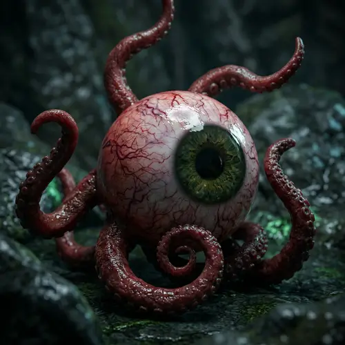 Bloodshot Eyeball with Tentacles - A Shocking Visual