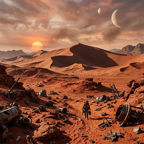 Reddish Earth Landscape on Mysterious Dune-Style Planet