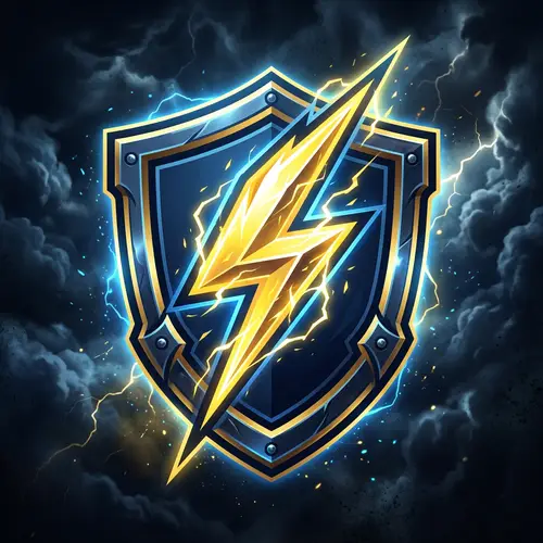 Stylised Lightning Bolt in a Shield Design