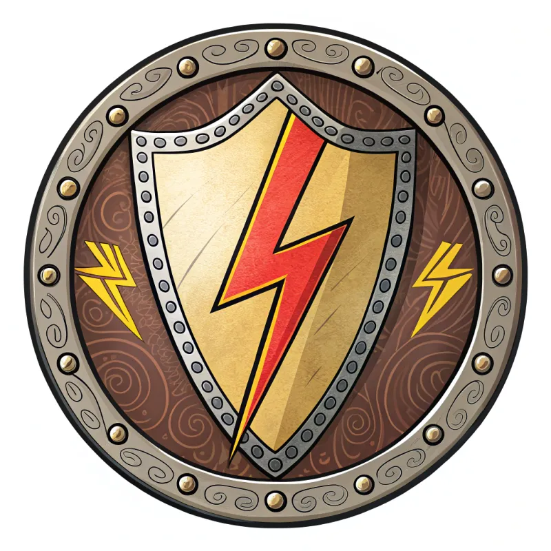 Stylised Lightning Bolt in a Shield Design