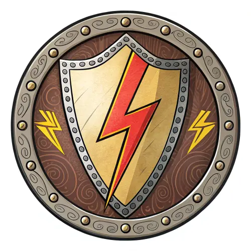 Stylised Lightning Bolt in a Shield Design
