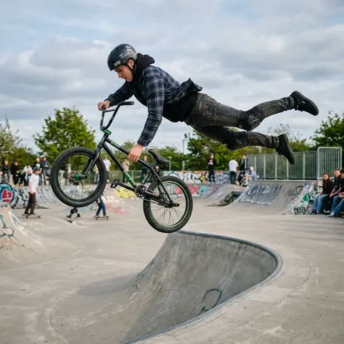 BMX Bike Stunts in Skate Park