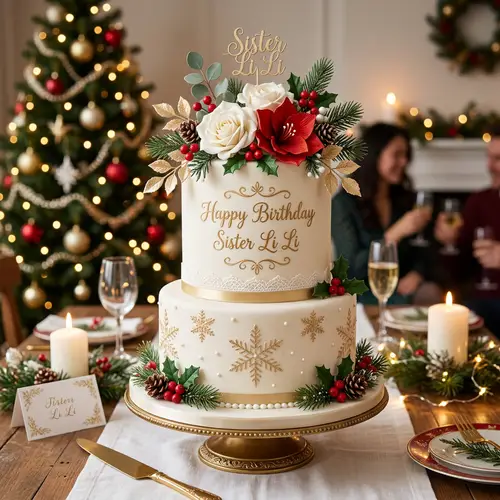 Elegant Birthday Cake for Sister Li Li