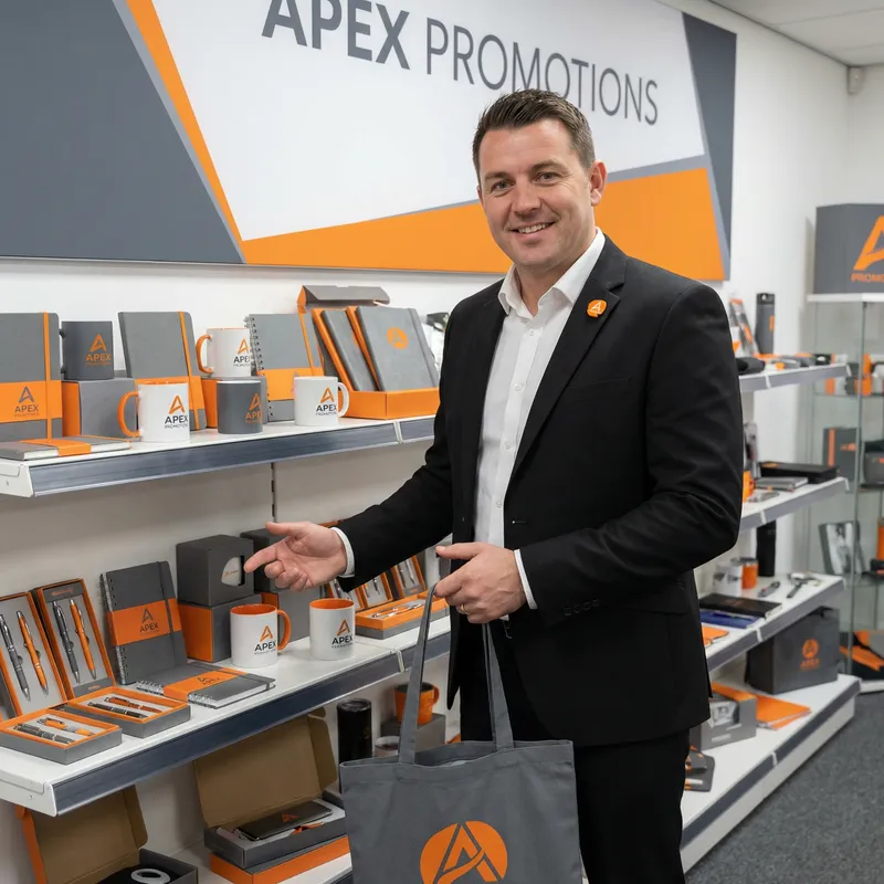 Promotional Gifts Salesperson in Corporate Attire