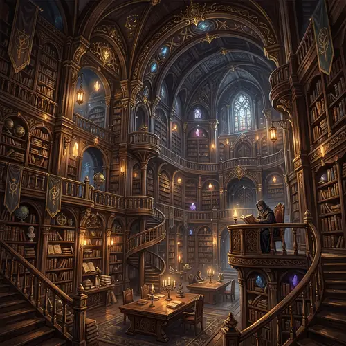 Enchanted Ancient Library - A Digital Fantasy Experience